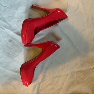 Ted Baker London Vibrant Red Peep-Toe Heels